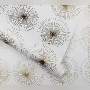 TEMPAPER Metallic Gold Goodbye Moon Vinyl Peel and Stick Wallpaper Roll